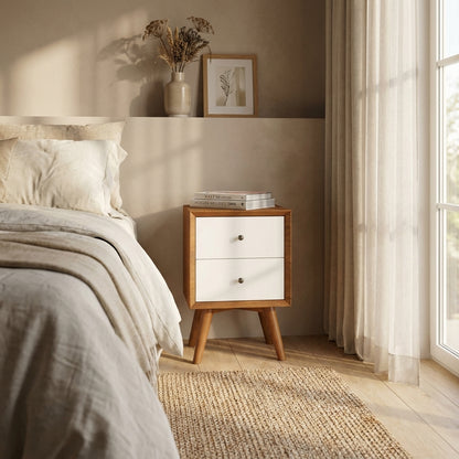 Flynn Nightstand, Chestnut/White