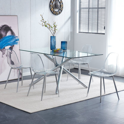 Modern Clear Transparent Dining Chairs with Silver Legs, Set of 6 – view 8