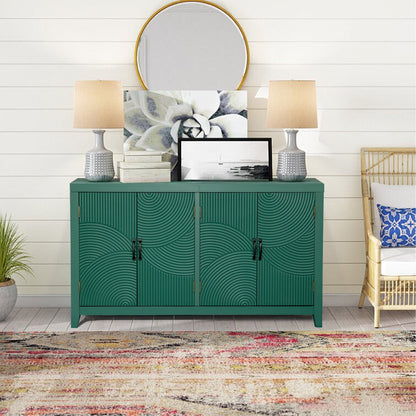 59 Inch Dark Green Mid-Century Modern Accent Cabinet with 4 Doors – view 2