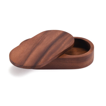 Acacia Wood Salt and Pepper Pinch Pot with Rotating Cover – view 2