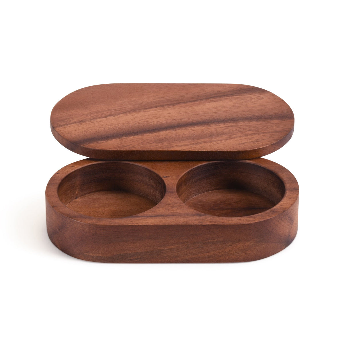 Acacia Wood Salt & Pepper Pinch Pot with Rotating Cover