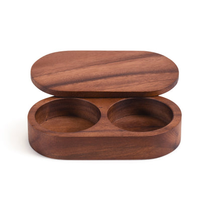 Acacia Wood Salt & Pepper Pinch Pot with Rotating Cover