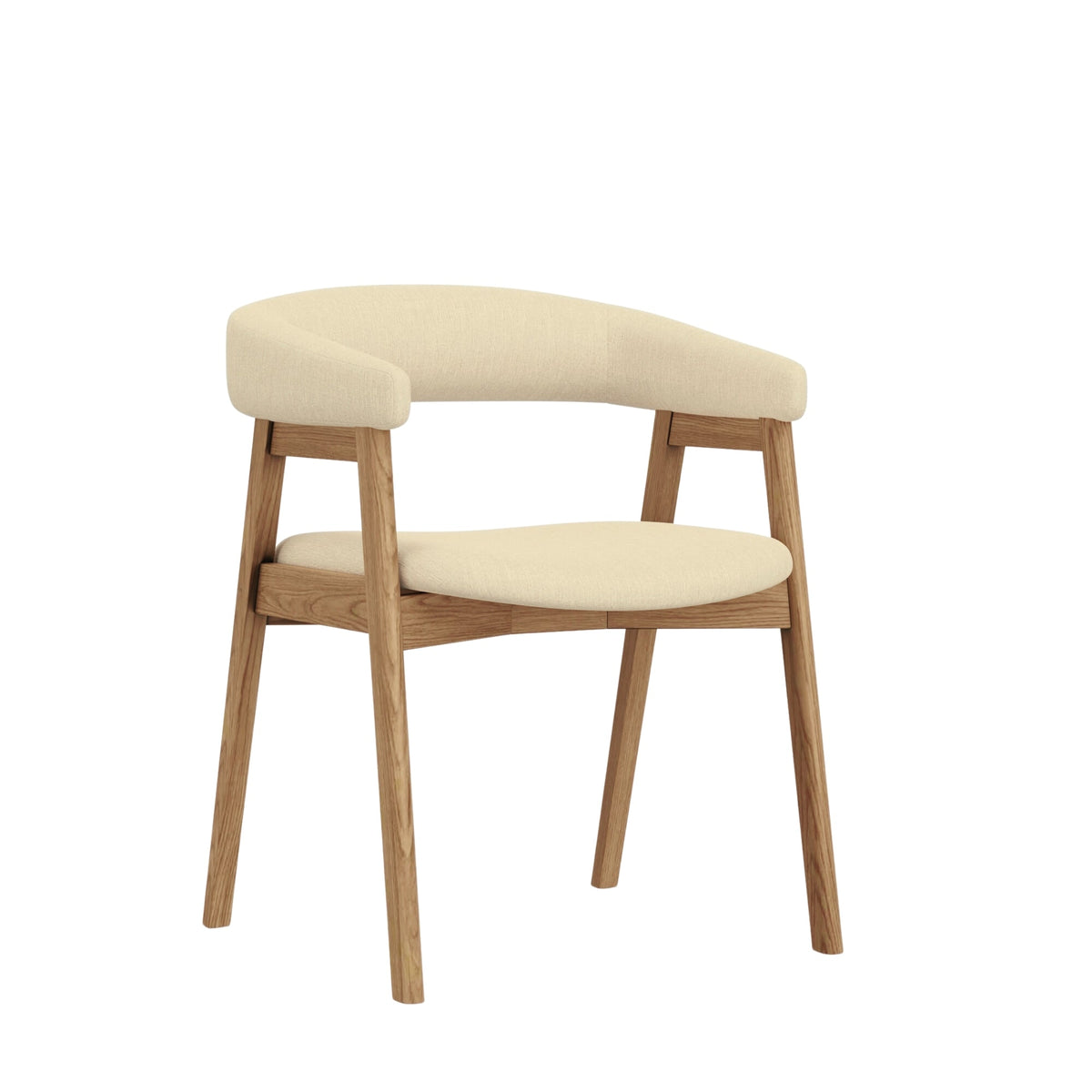 Cove Curved Back Upholstered Dining Chairs, Solid Rubberwood, Set of 2 – view 2