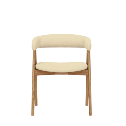Cove Curved Back Upholstered Dining Chairs, Solid Rubberwood, Set of 2 – view 3