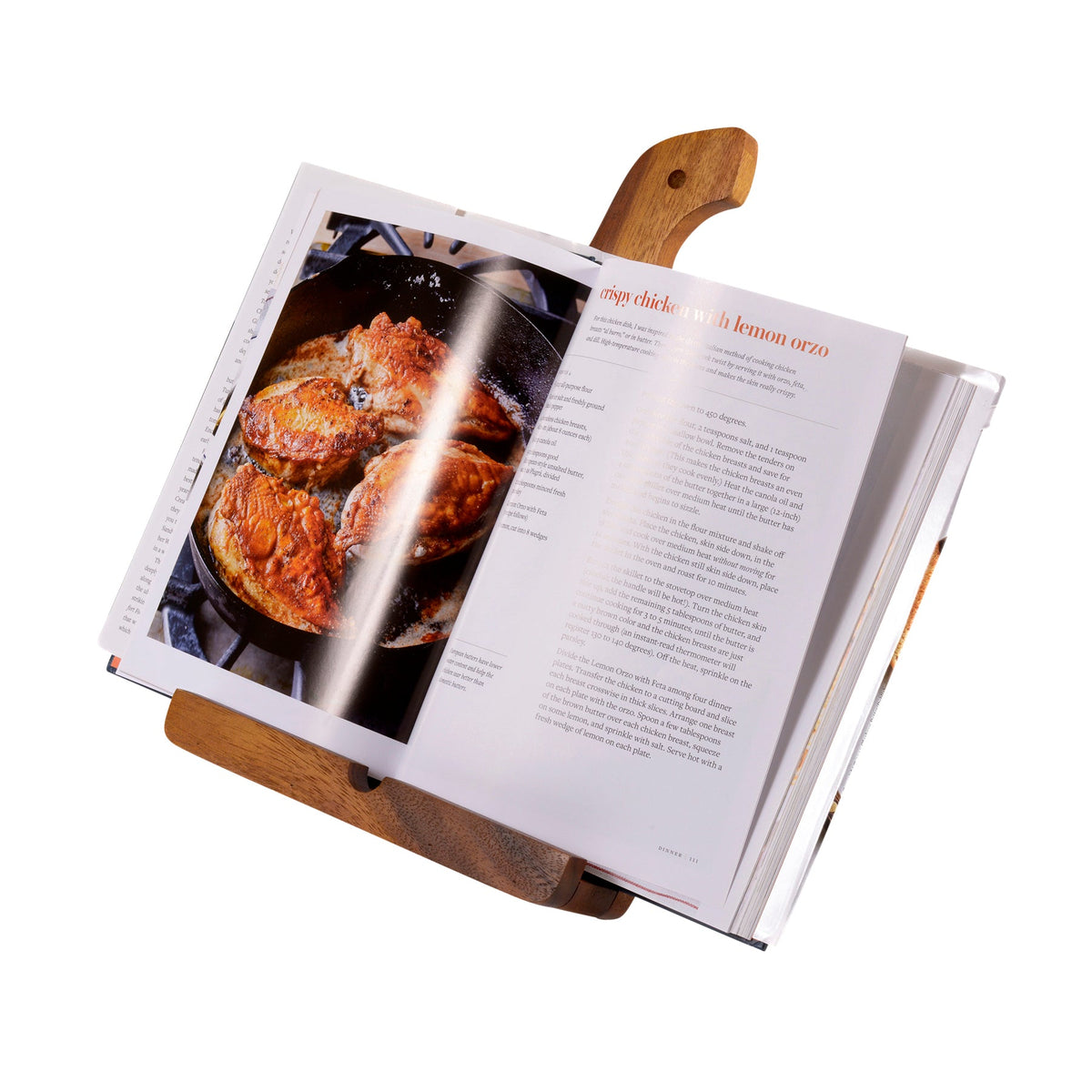 Acacia Wood Cookbook and Tablet Holder with Handle – view 3