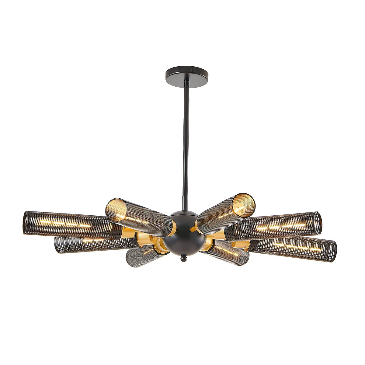 Modern Industrial Black Sputnik 8-Light Chandelier, Adjustable Height – view 10