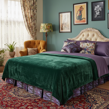 Abstract Mixed Purple Satin Tailored Platform Bed Skirt, 14" Drop – view 4