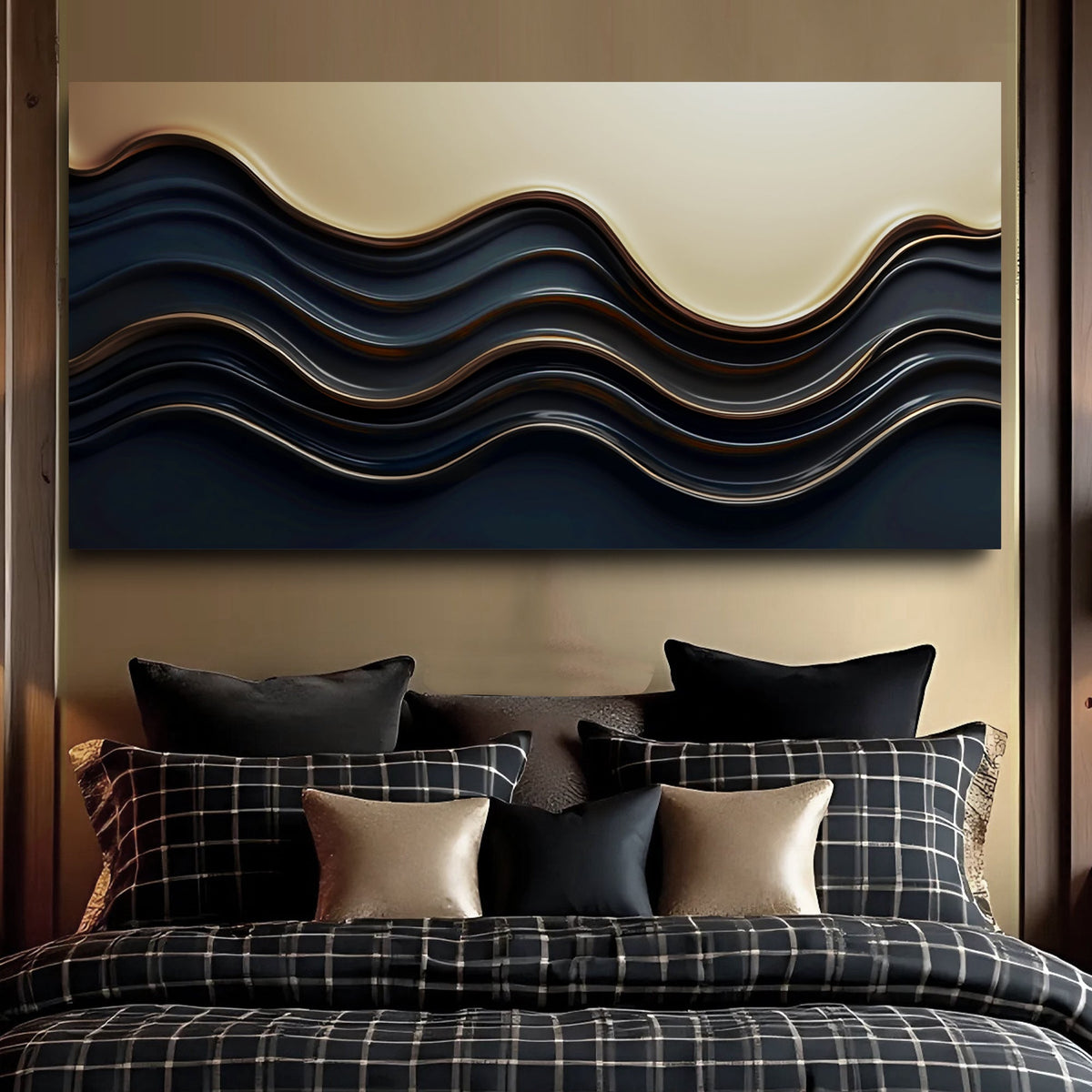 Black and Gold Minimalist Abstract Canvas Wall Art III, Wide Format – view 3