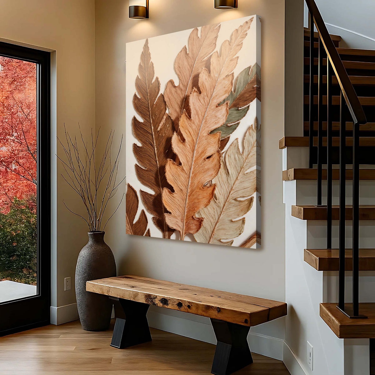 Abstract Autumn Leaves Canvas Wall Art, Premium Gallery Wrapped – view 4