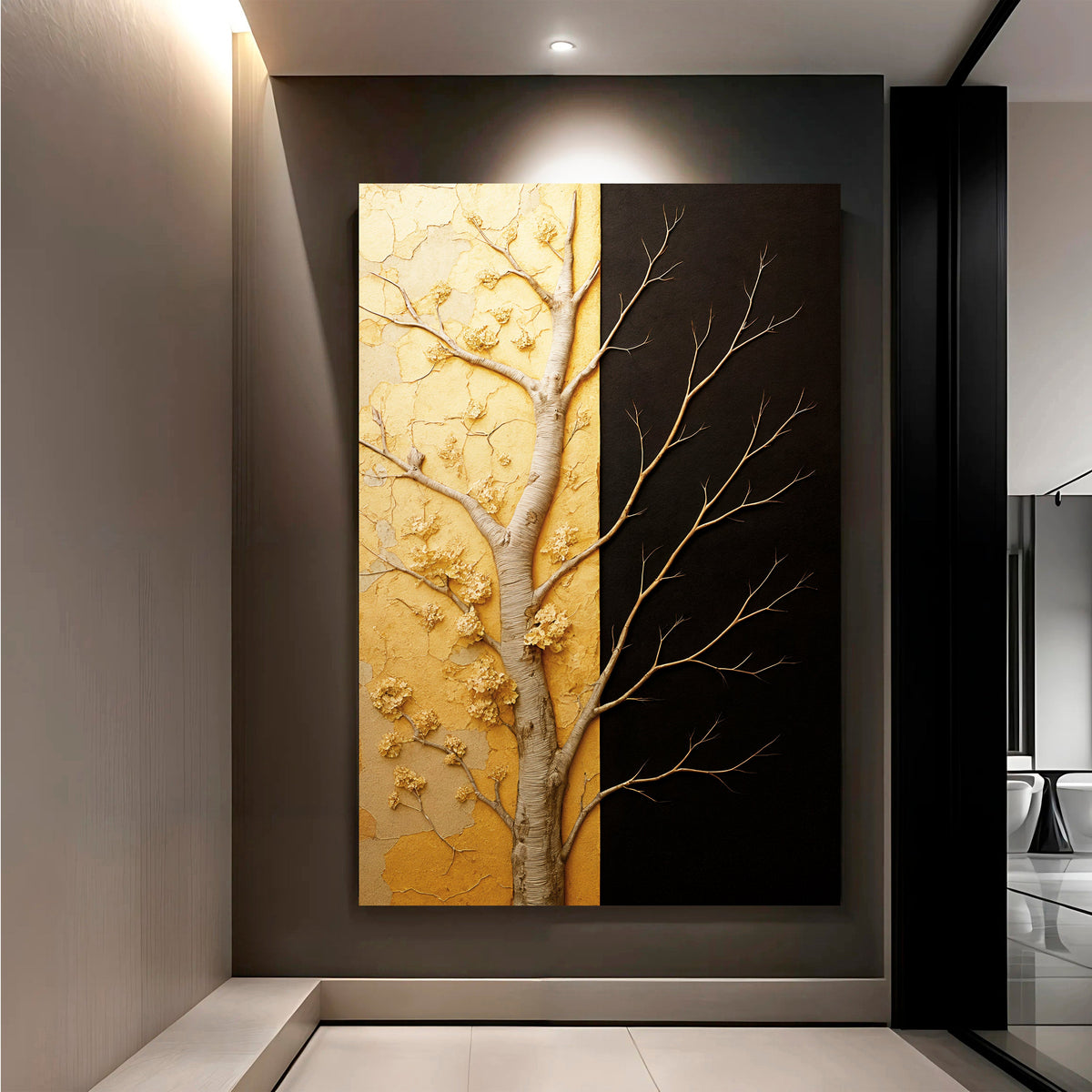 Golden Eclipse Abstract Canvas Wall Art, Gallery Wrapped – view 4