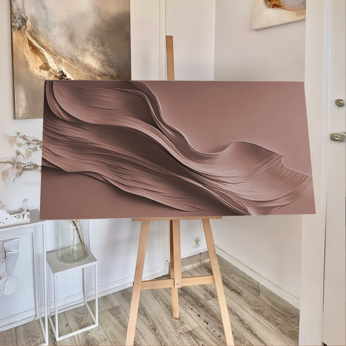 Warm Terracotta Minimalist Canvas Wall Art – Panoramic Gallery Wrap – view 3
