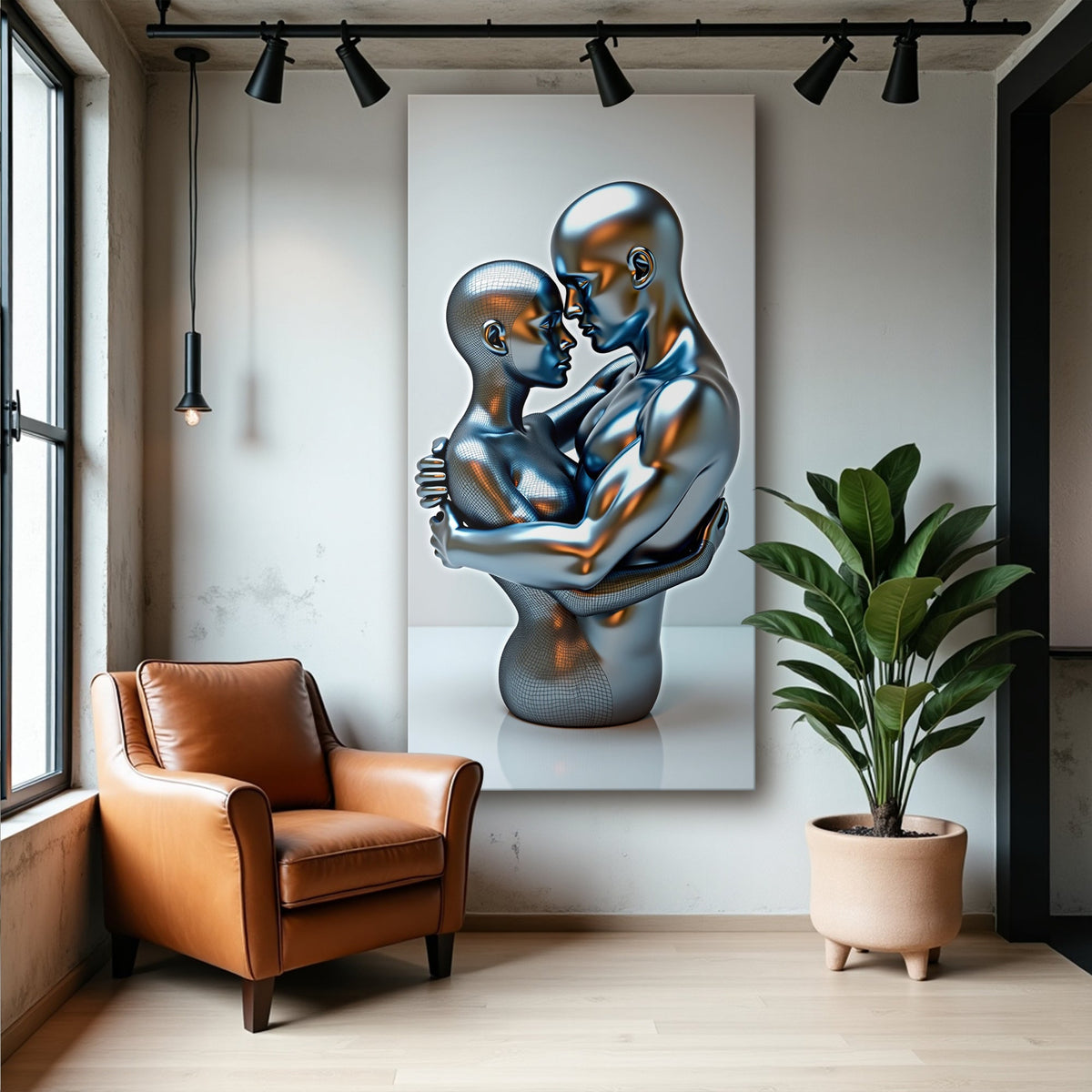 Eternal Love Figure Abstract Canvas Wall Art II, Wide Format – view 3