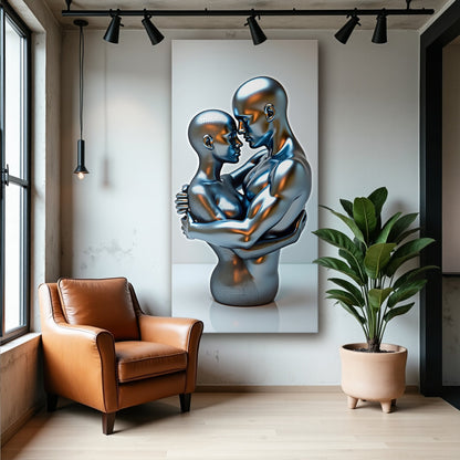 Eternal Love Figure Abstract Canvas Wall Art II, Wide Format – view 3