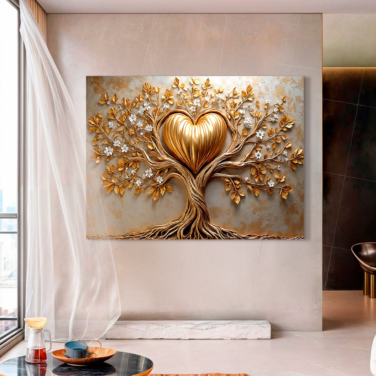 Golden Tree Heart Canvas Wall Art, Premium Gallery Wrapped – view 3