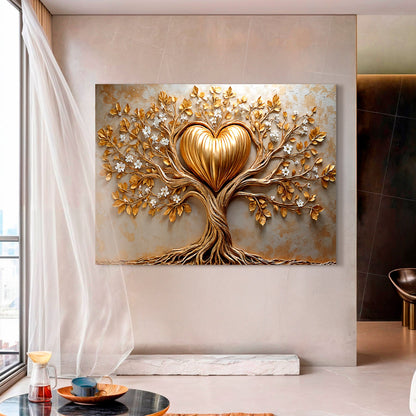 Golden Tree Heart Canvas Wall Art, Premium Gallery Wrapped – view 3