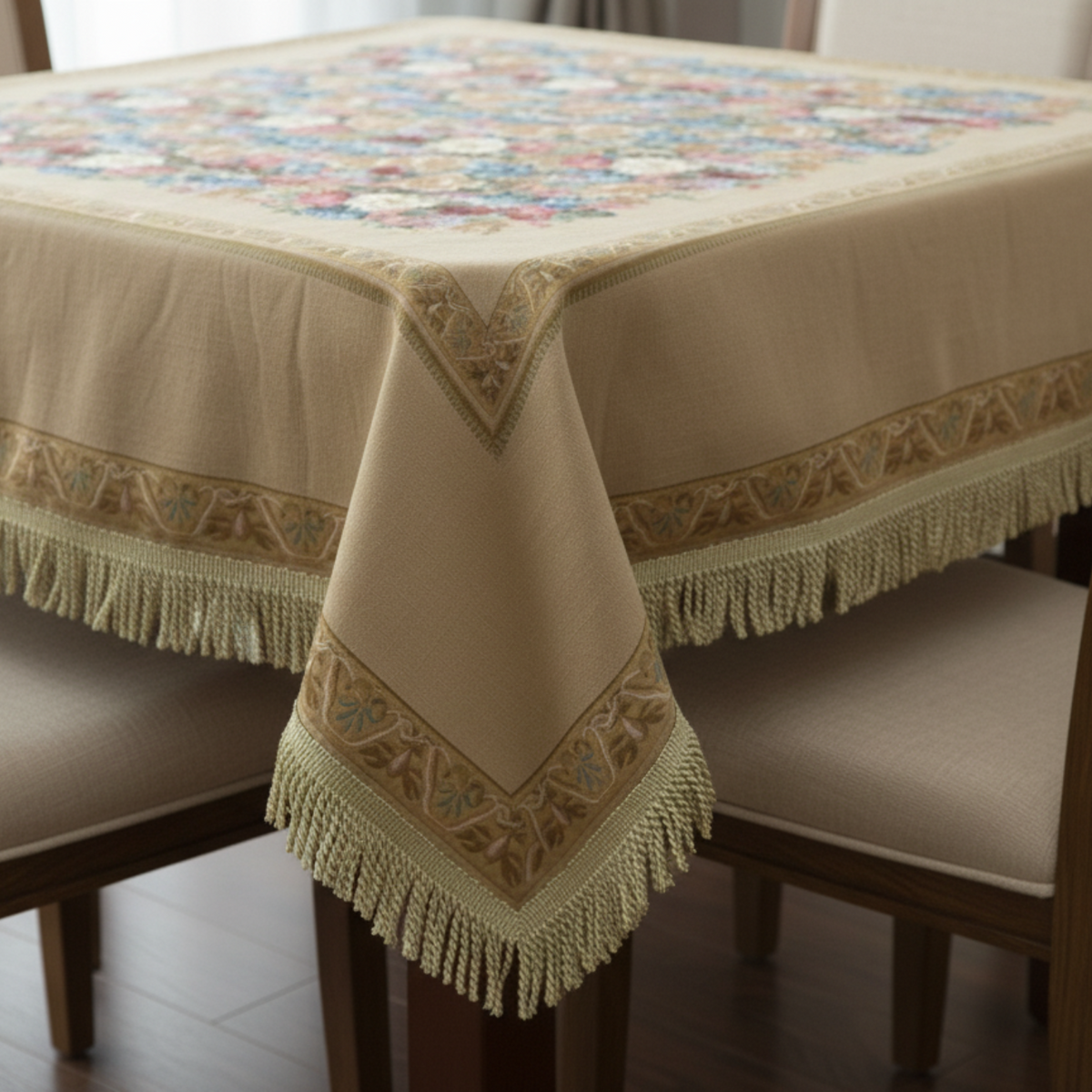 Morning Awakening Colorful Floral Woven Tapestry Tablecloth – view 5