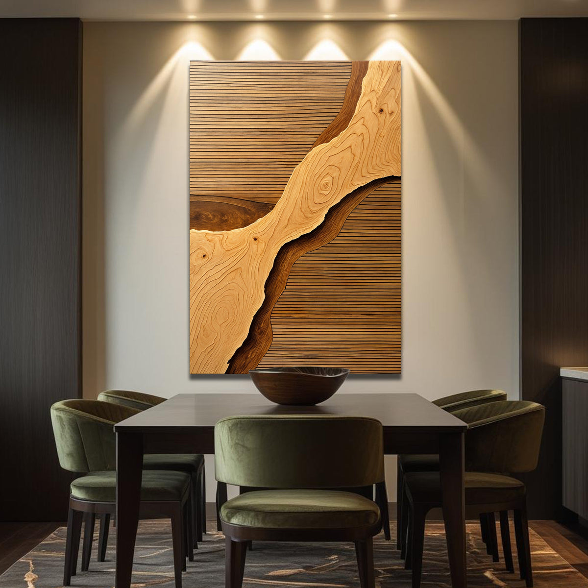 Wood Rift Abstract Canvas Wall Art – Premium Gallery Wrapped Print – view 4
