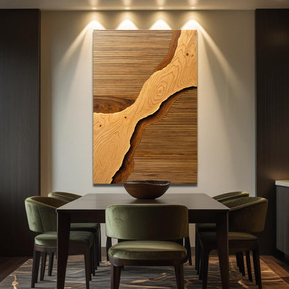Wood Rift Abstract Canvas Wall Art – Premium Gallery Wrapped Print – view 4