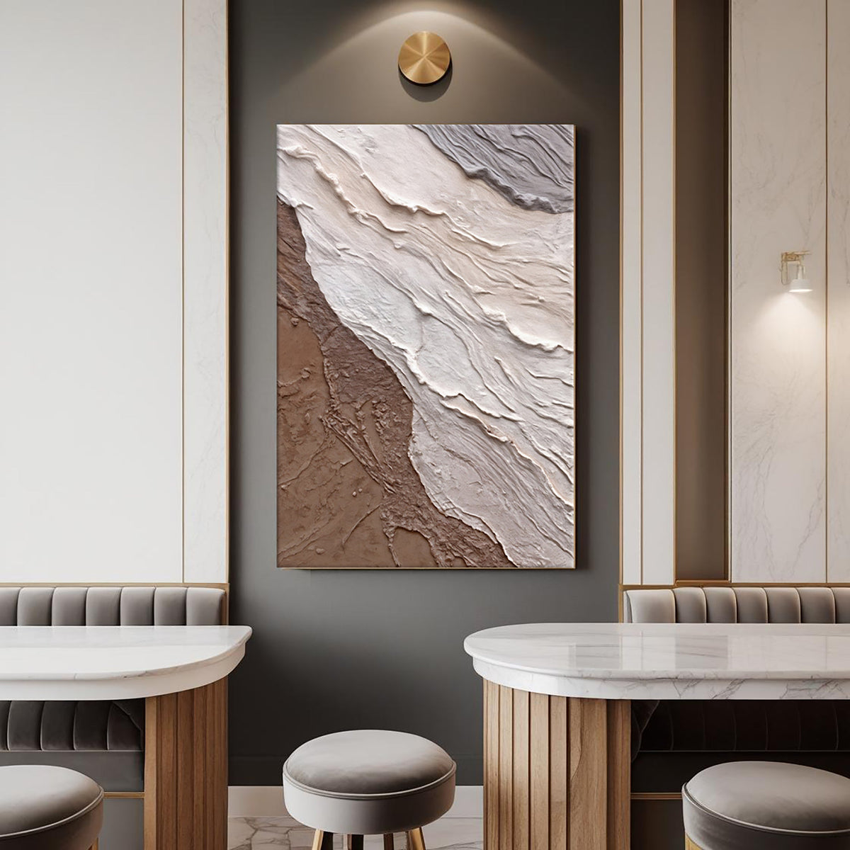 Abstract Earthy Waves Canvas Wall Art, Premium Gallery Wrapped – view 3