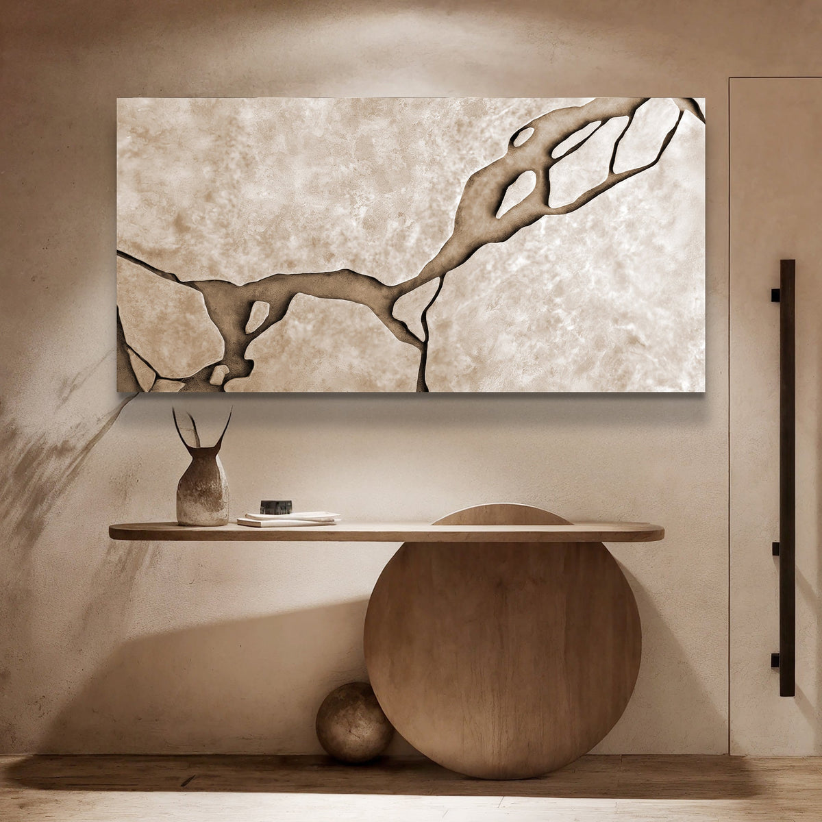 Muddy Abstract Earth Tone Canvas Wall Art, Wide Gallery Wrapped – view 3