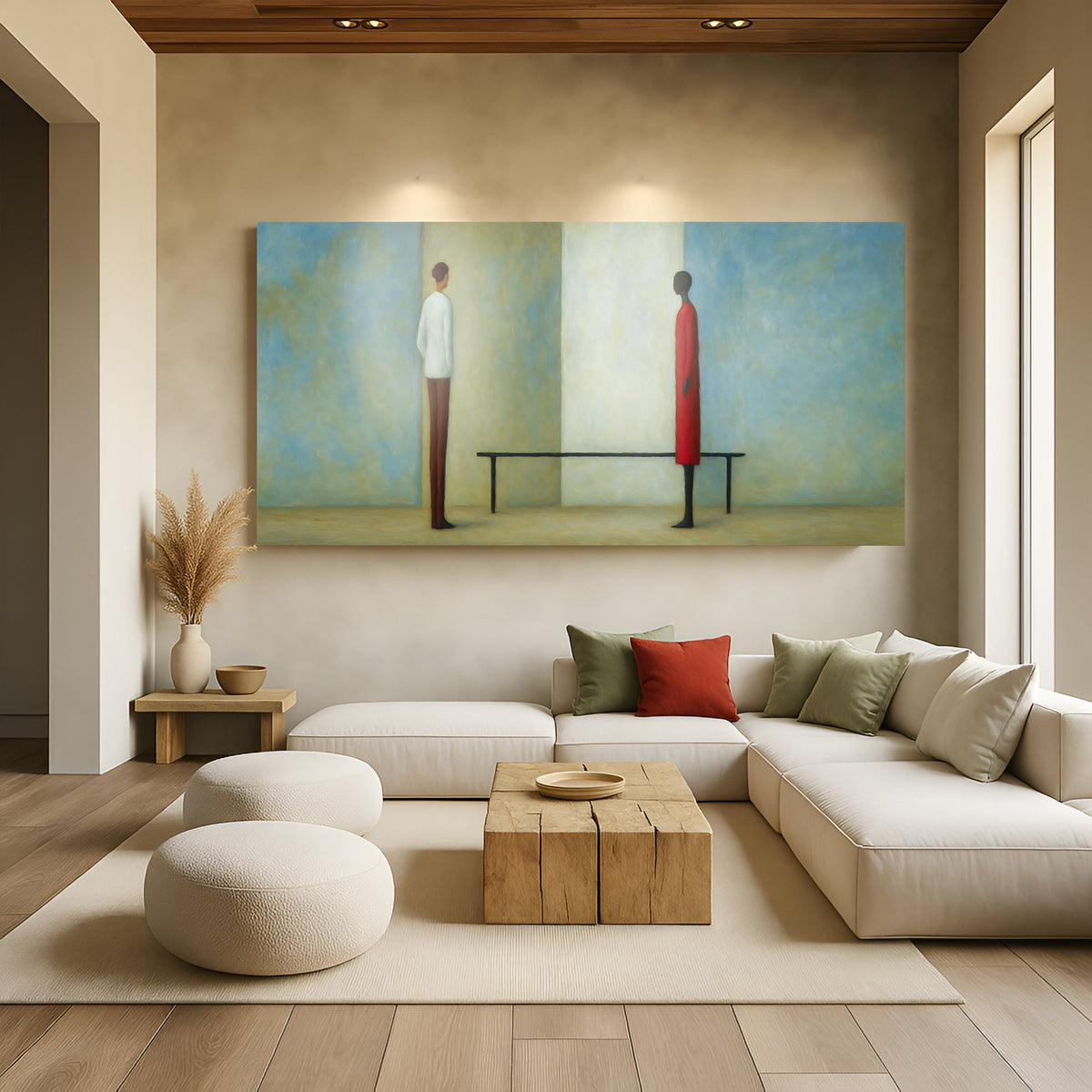 Confrontation Abstract Canvas Wall Art, Wide Gallery Wrapped – view 3