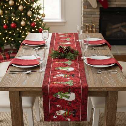 Here Comes Santa Claus Vintage Holiday Woven Tapestry Table Runner – view 6