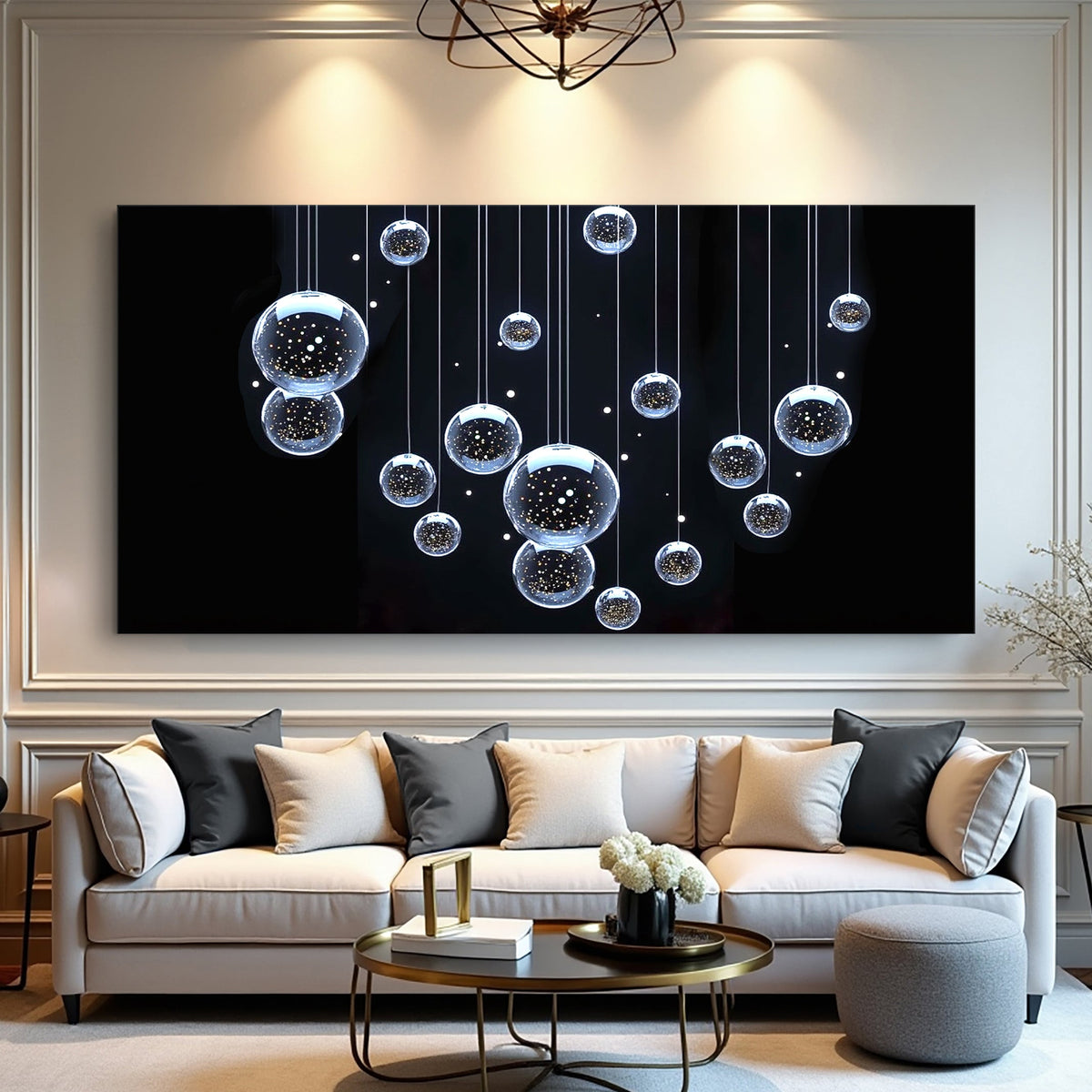 Modern Abstract Bubbles Canvas Wall Art, Wide Gallery Wrapped – view 3