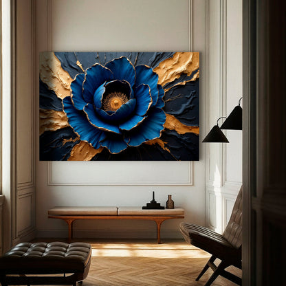 Sapphire Bloom Floral Canvas Wall Art – Premium Gallery Wrapped – view 3