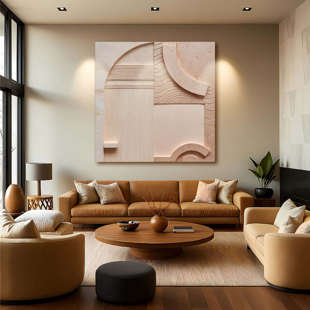 Minimalist Peach Clay Abstract Square Canvas Wall Art – view 3