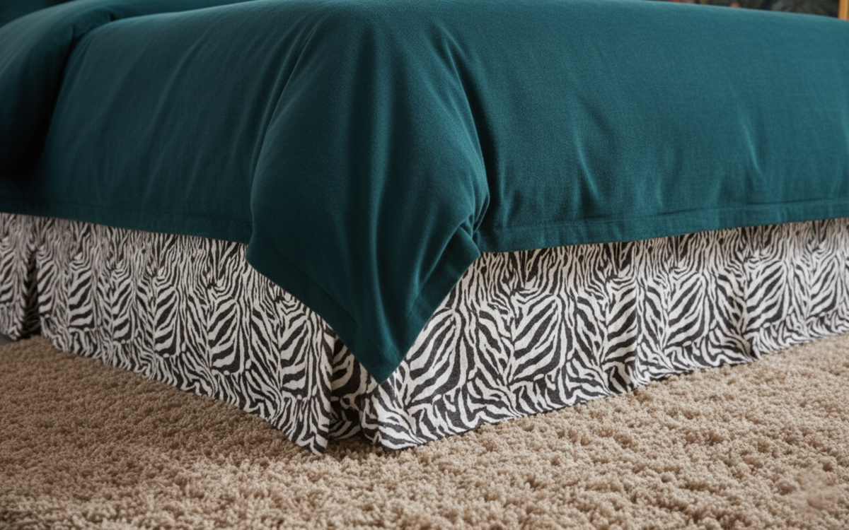 Winter Moon Zebra Print Bed Skirt with Gold Accents, 14-Inch Drop – view 4