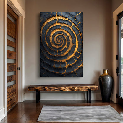 Black and Gold Spiral Abstract Canvas Wall Art, Gallery Wrapped – view 3