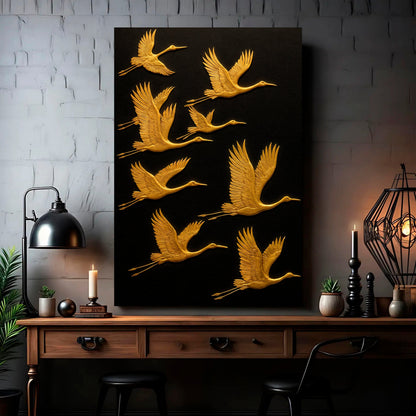 Abstract Sandhill Cranes Canvas Wall Art, Premium Gallery Wrapped – view 3