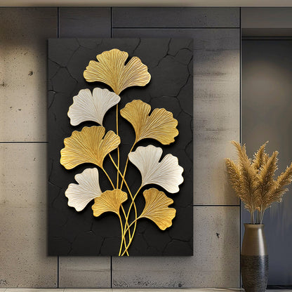 Golden Ginkgo Leaf Canvas Wall Art, Premium Gallery Wrapped – view 5