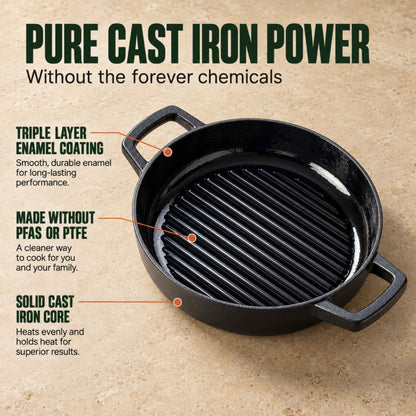 11-Inch Enameled Cast Iron Grill Pan with Raised Ridges – view 3