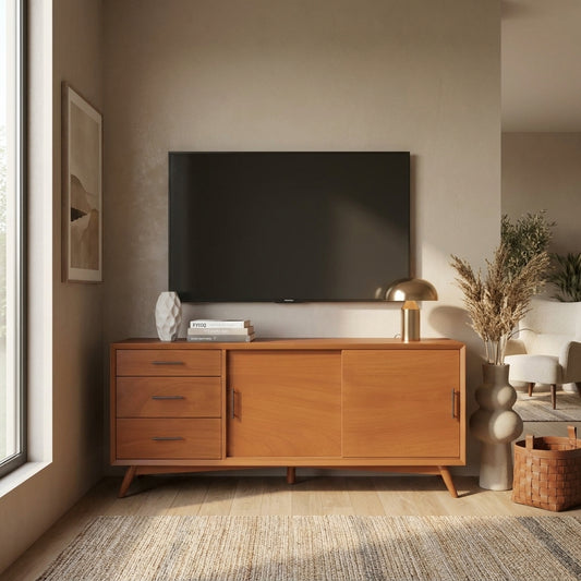 Flynn Large TV Console, Chestnut