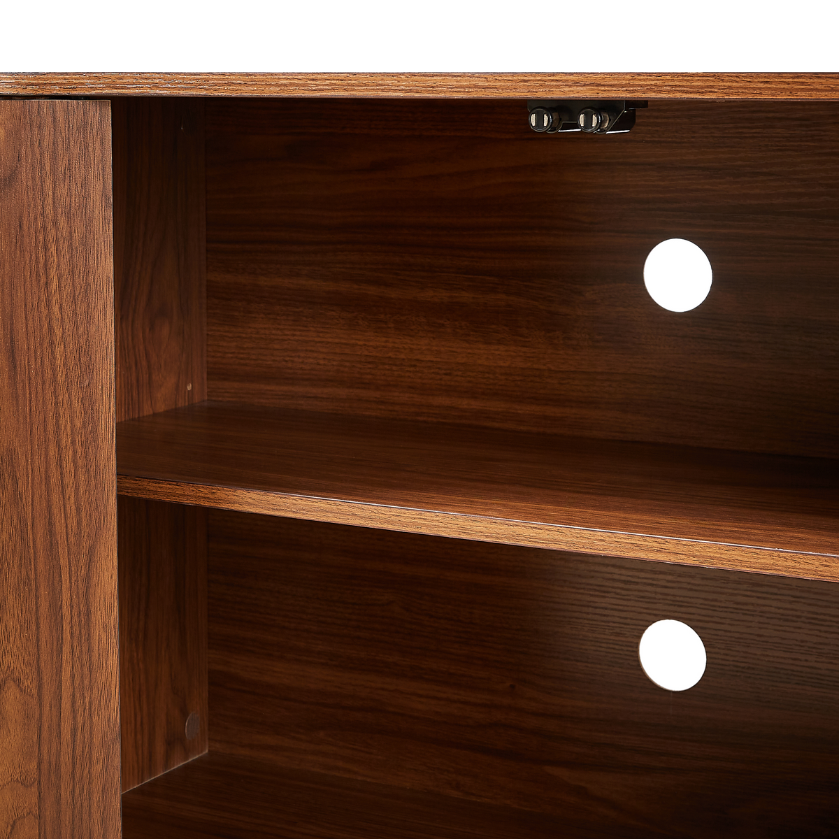 64 Inch Walnut Sideboard Storage Cabinet with Wave Pattern Doors – view 13