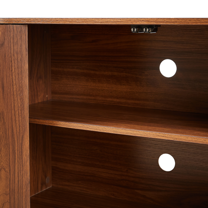 64 Inch Walnut Sideboard Storage Cabinet with Wave Pattern Doors – view 13