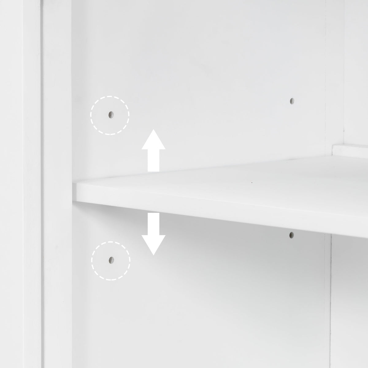 White 3-Door Storage Cabinet with Glass Panels and Gold Handles – view 13