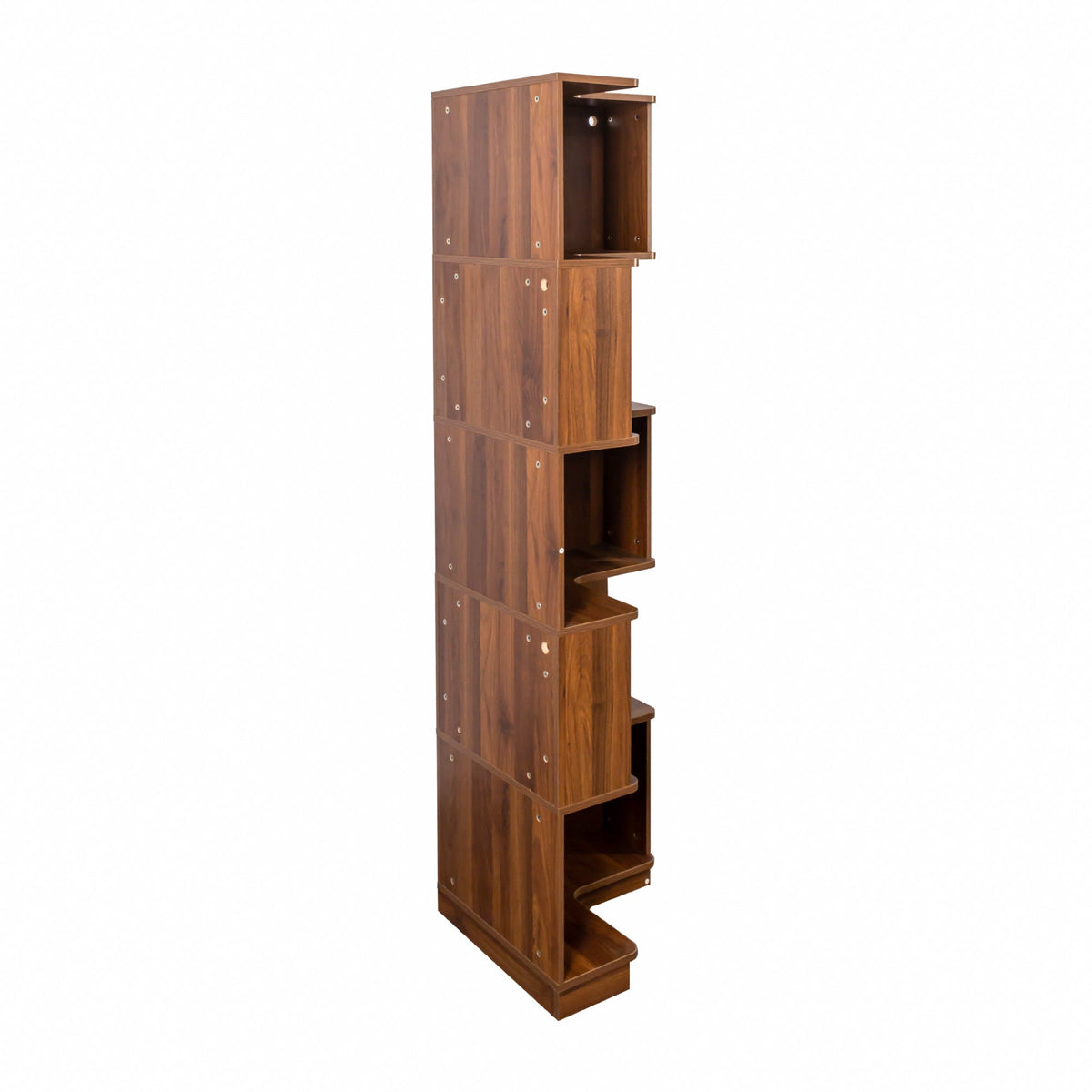5 Tier Corner Bookshelf with Melamine Finish in Neutral Wood – view 4