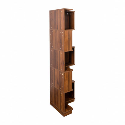 5 Tier Corner Bookshelf with Melamine Finish in Neutral Wood – view 4