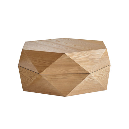 Retro Polygon Flip Top Coffee Table with Hidden Storage, Natural – view 7