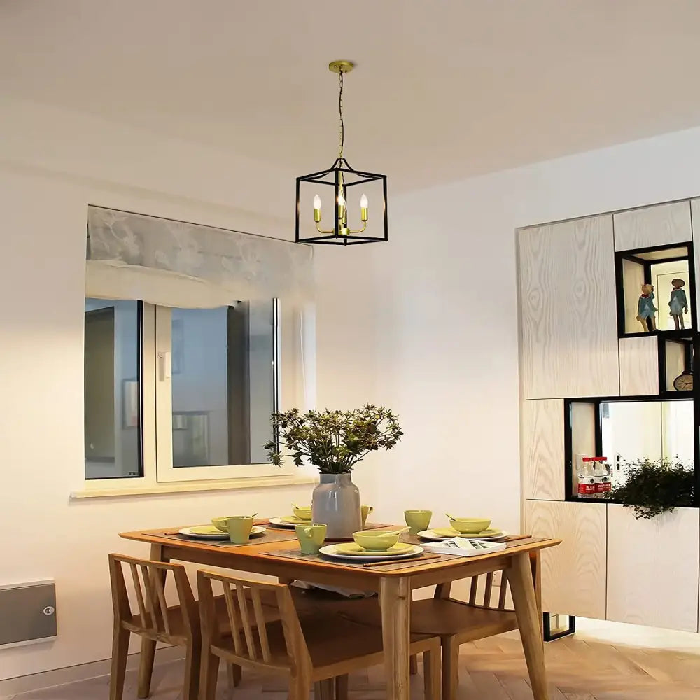 Industrial 4-Light Cage Pendant Chandelier for Kitchen Island – view 8