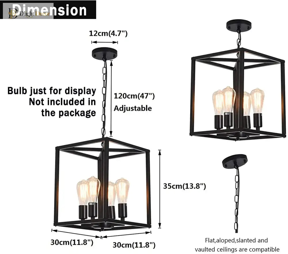 Industrial 4-Light Cage Pendant Chandelier for Kitchen Island – view 5