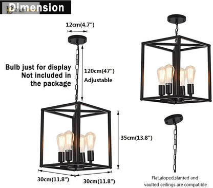 Industrial 4-Light Cage Pendant Chandelier for Kitchen Island – view 5