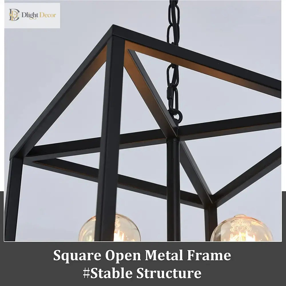 Industrial 4-Light Cage Pendant Chandelier for Kitchen Island – view 6
