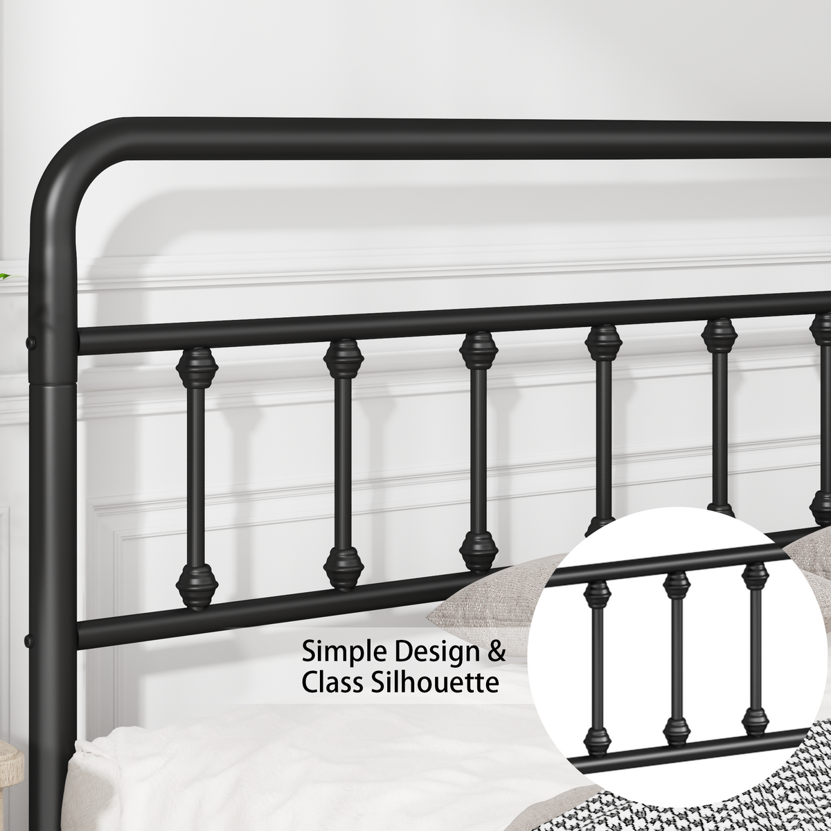 Black Metal Full Size Bed Frame with Headboard and Under-Bed Storage – view 5