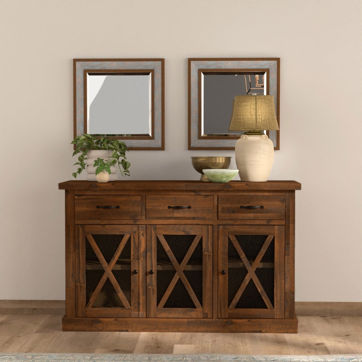 Solid Acacia Newberry Sideboard, Medium Brown