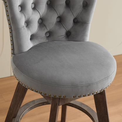 26" Gray Velvet Swivel Counter Height Bar Stools, Set of 2 – view 11