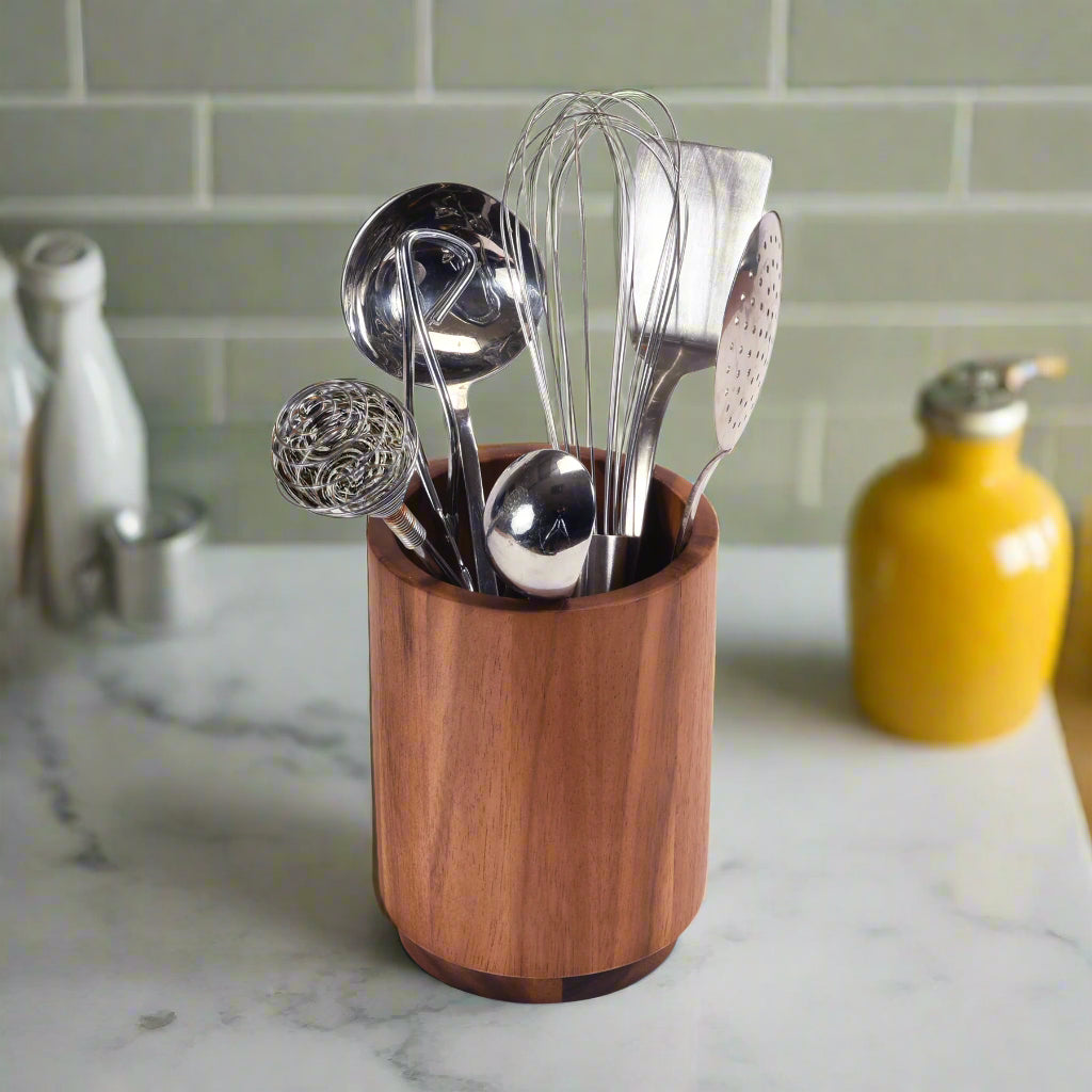 Rotating Acacia Wood Lazy Susan Utensil Holder for Kitchen Counters – view 4