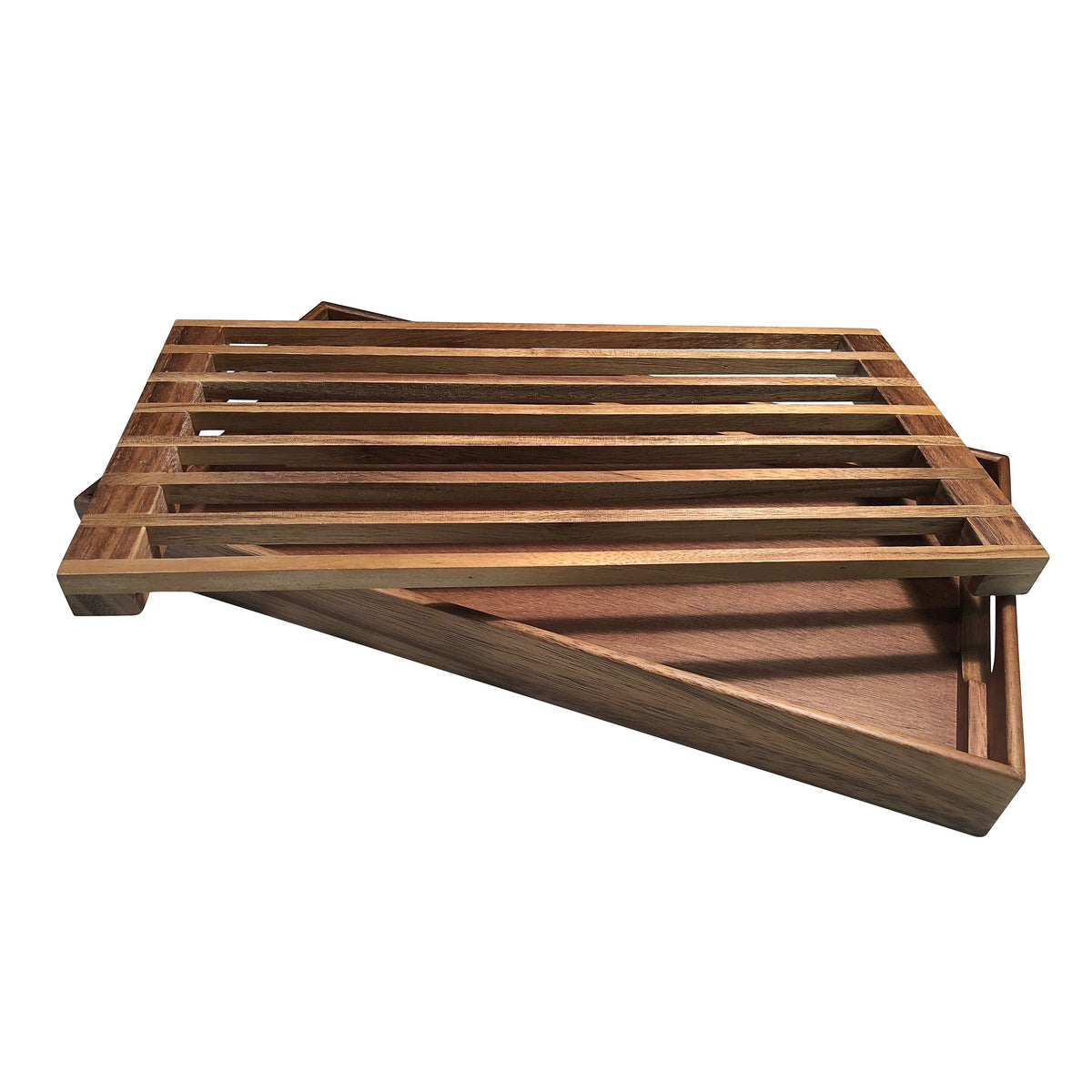 Three-in-One Acacia Wood Bread Crumb Catcher, Tray and Trivet – view 2